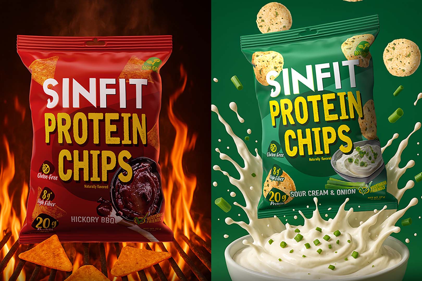 Sinfit Sour Cream And Bbq Protein Chips