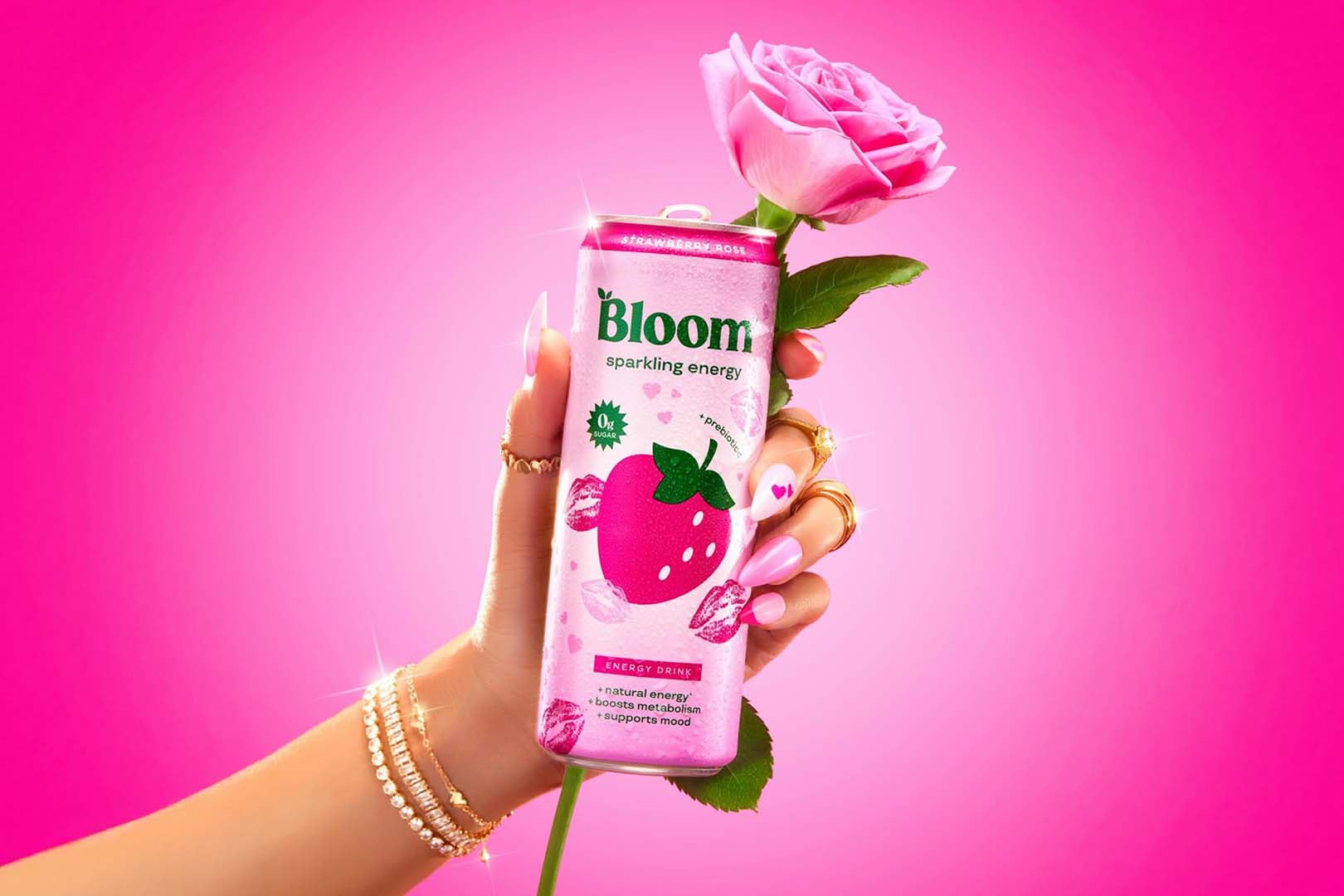Bloom puts “To” and “From” spaces on its Valentine’s Edition Strawberry Rose energy drink