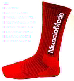 MuscleMeds launch their red custom branded socks MuscleMeds launch their red custom branded socks
