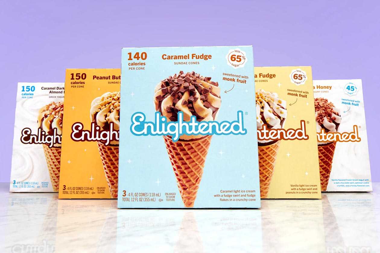 Enlightened puts light ice cream into a waffle cone for only 150 calories