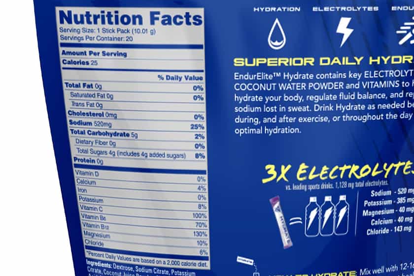 Endurelite Hydrate Elite Label