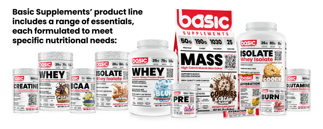 Basic Supplements’ product line includes a range of essentials, each formulated to meet specific nutritional needs: