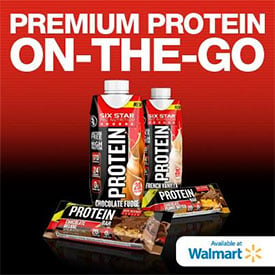 Six Star Muscle premium protein on-the-go at Walmart