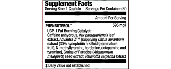 MuscleMeds Phenbuterol facts panel