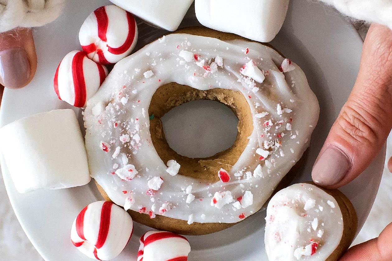 peppermint white mocha protein doughnut