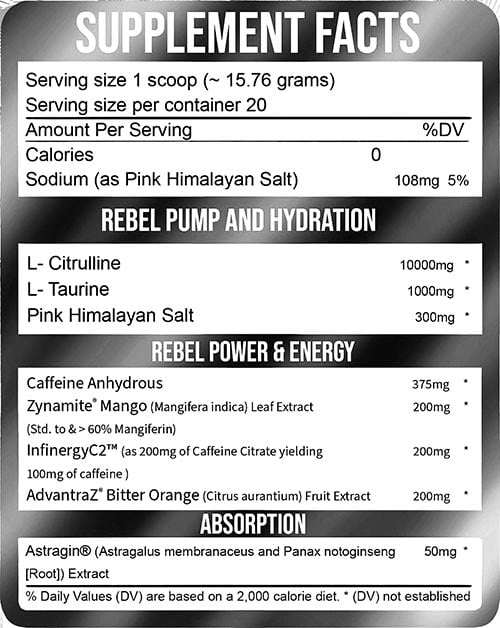 Rebel Nutrition Quickdraw Label