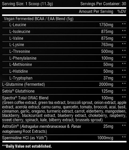 Unmatched Supplements Longevity Eaa Label