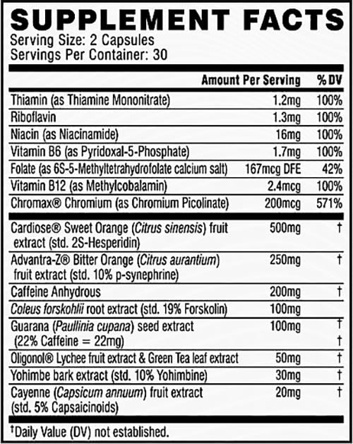 Cellucor Super Shred Fat Burner Label