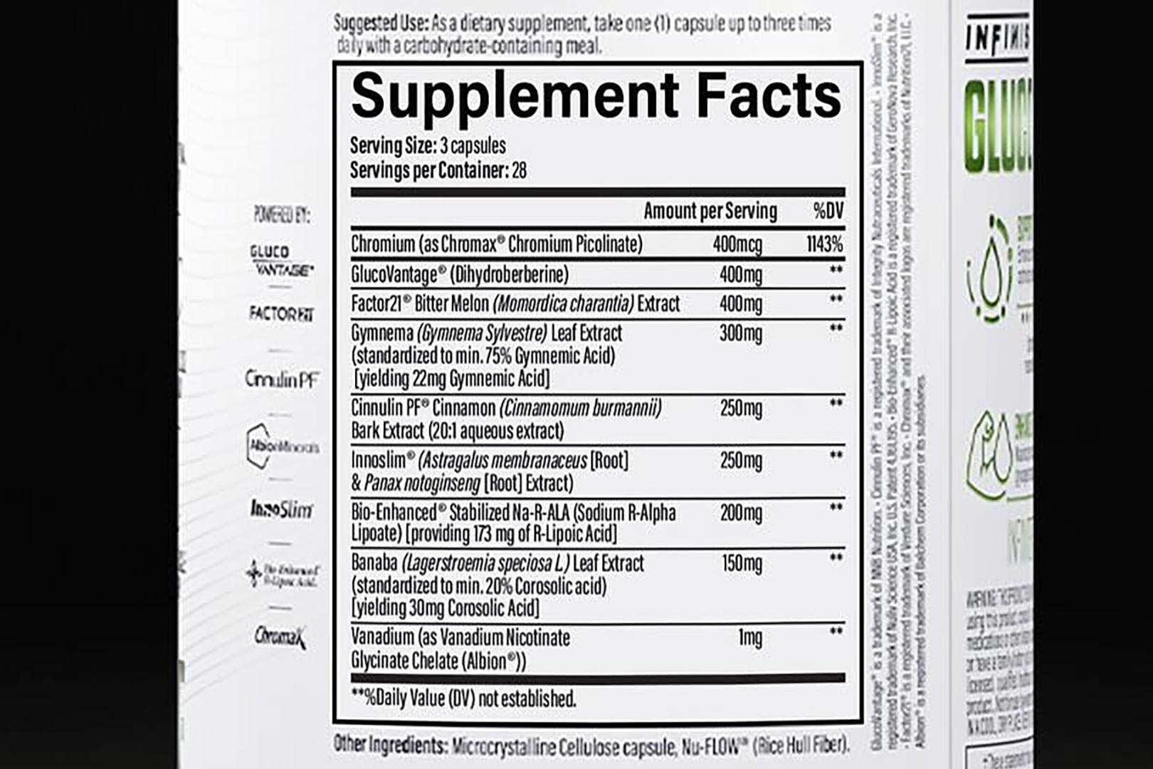 Infinis Nutrition Glucose Label