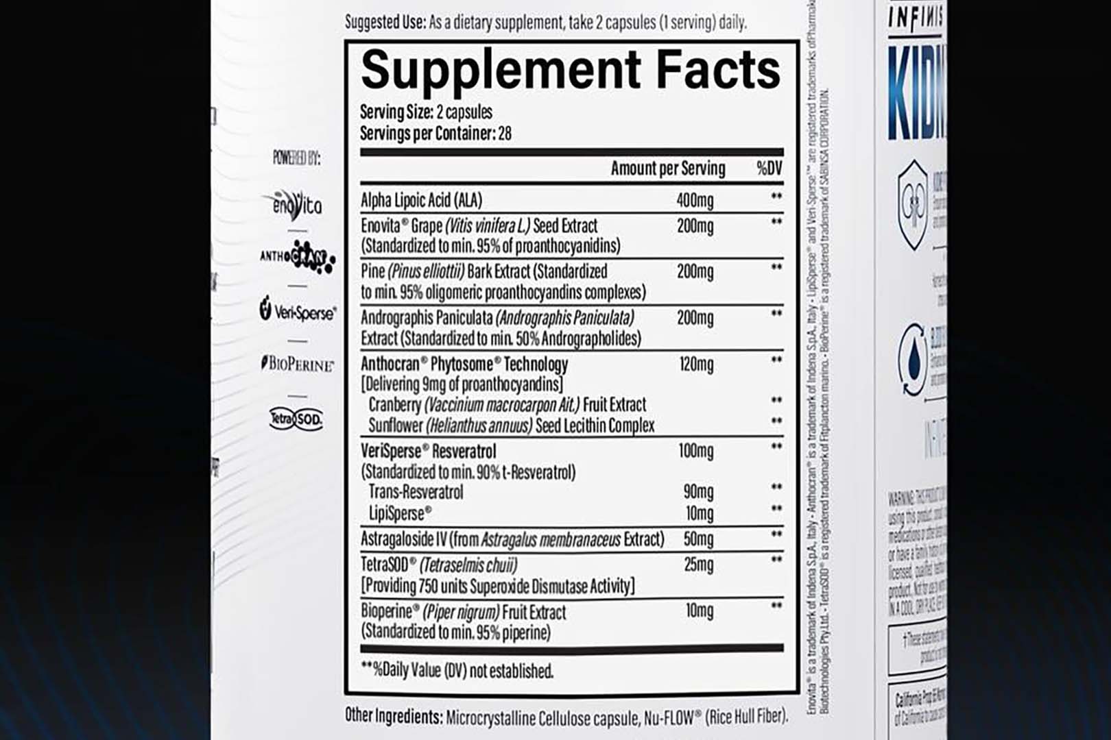 Infinis Nutrition Kidney Label