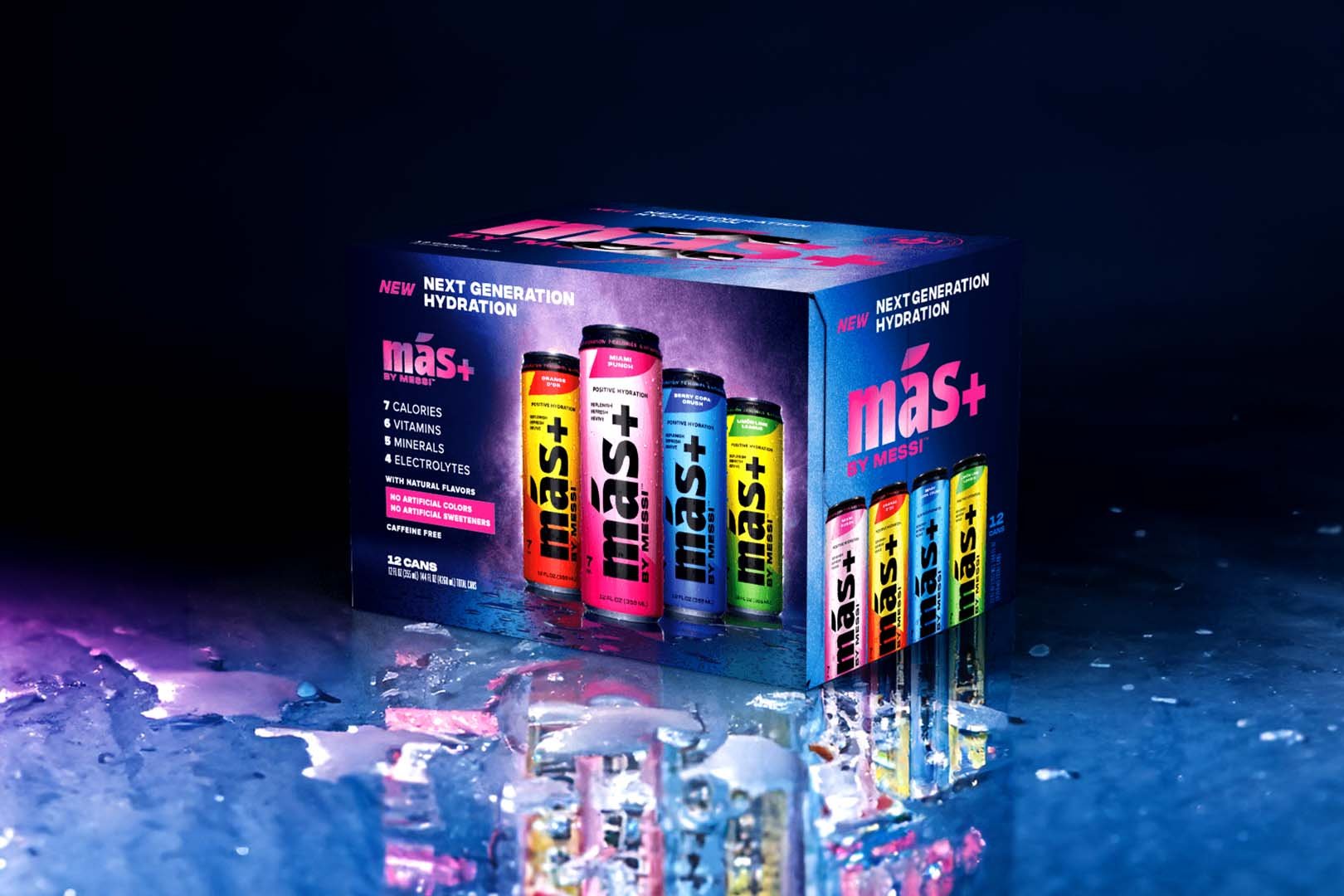 Lionel Messi's sports drink Más has launched in its compact can