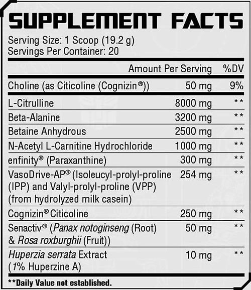 Core Energon Pre Workout Label