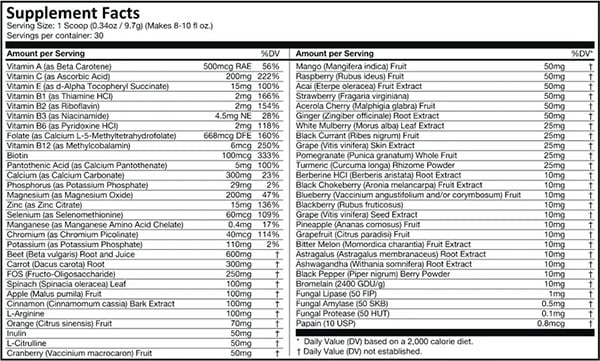 Defi Supplements Vitalize Label