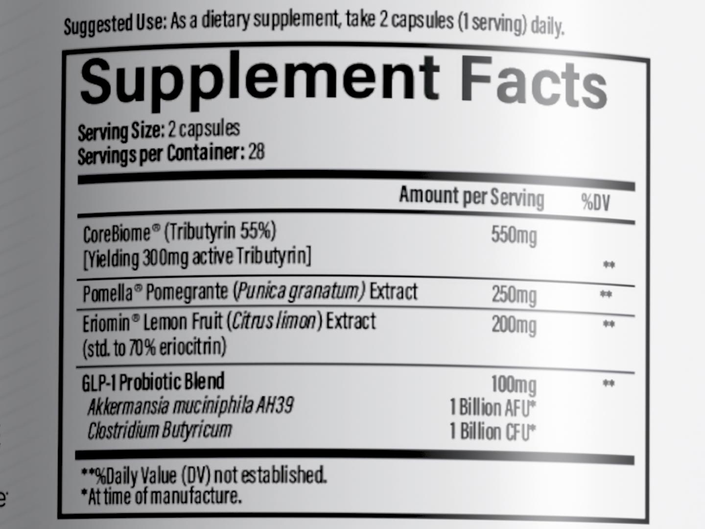 Infinis Nutrition Glp 1 Label