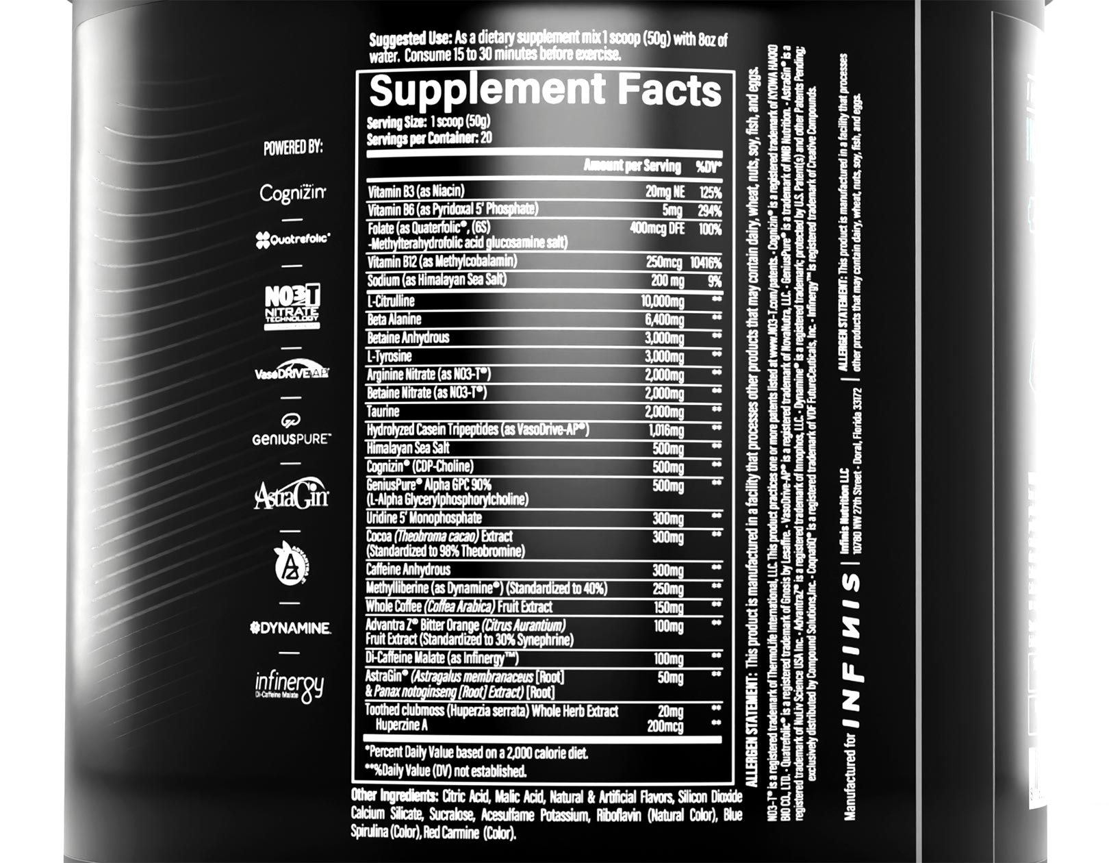 Infinis Nutrition Infinite Pre Label