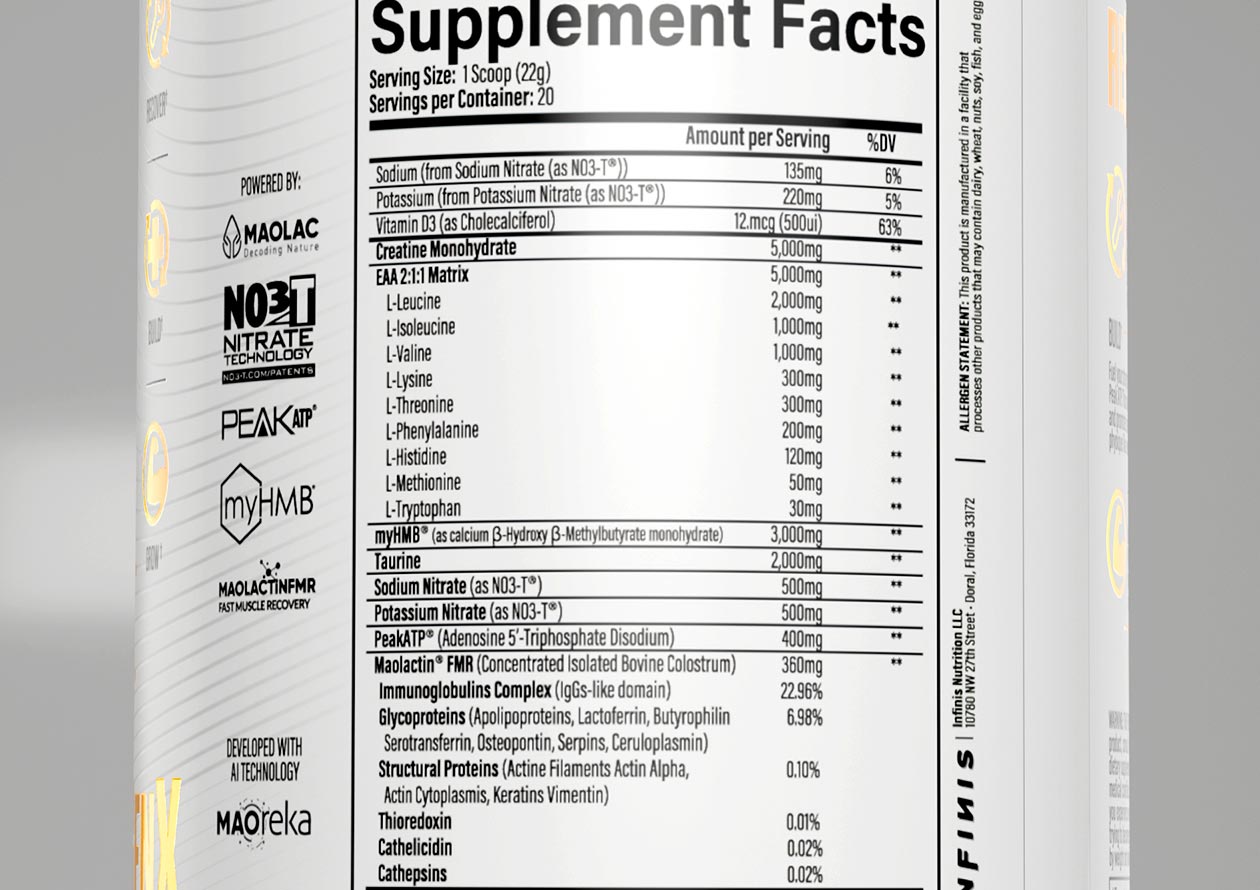 Infinis Nutrition Regenx Label