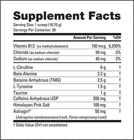 Nutrabio Base Pre Workout Label