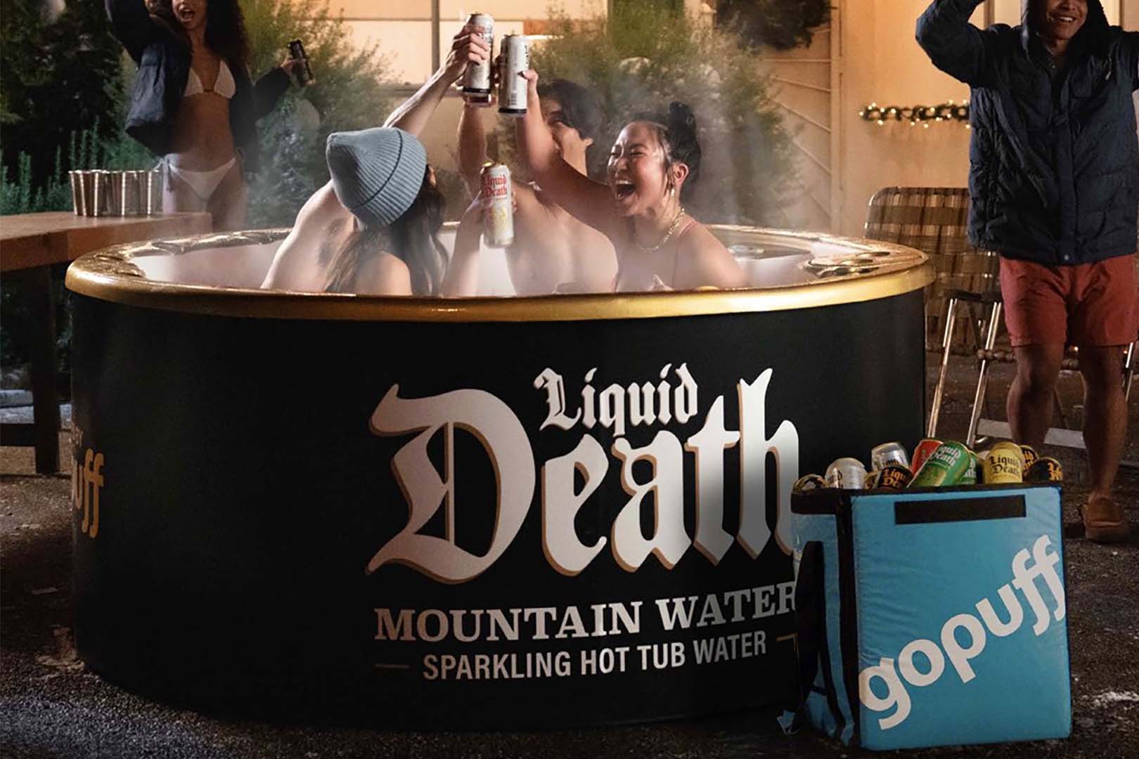 Liquid Death X Gopuff Hot Tub