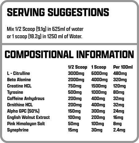 Mad Science Xtreme Pre Workout Label