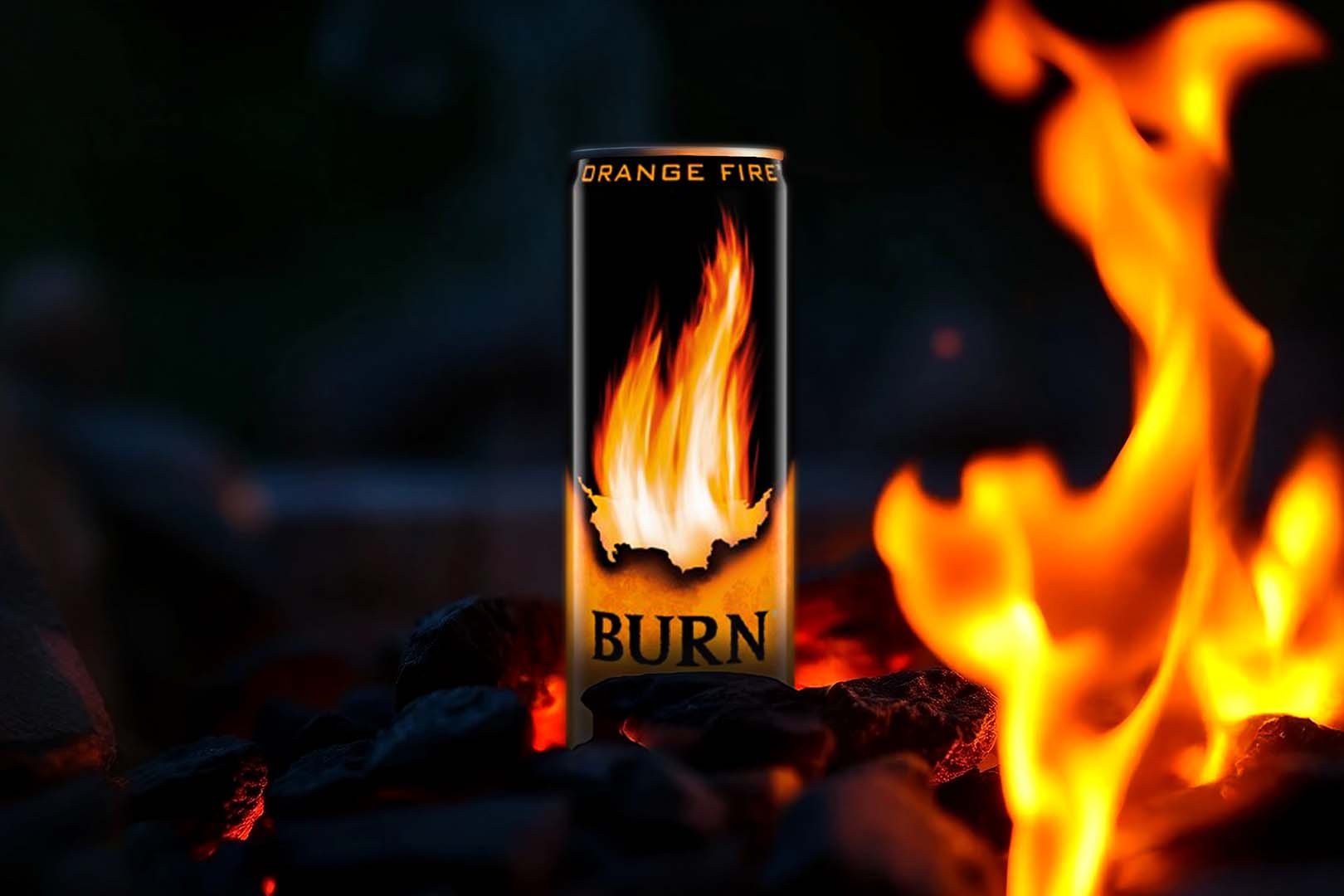 Orange Fire Burn Energy Drink