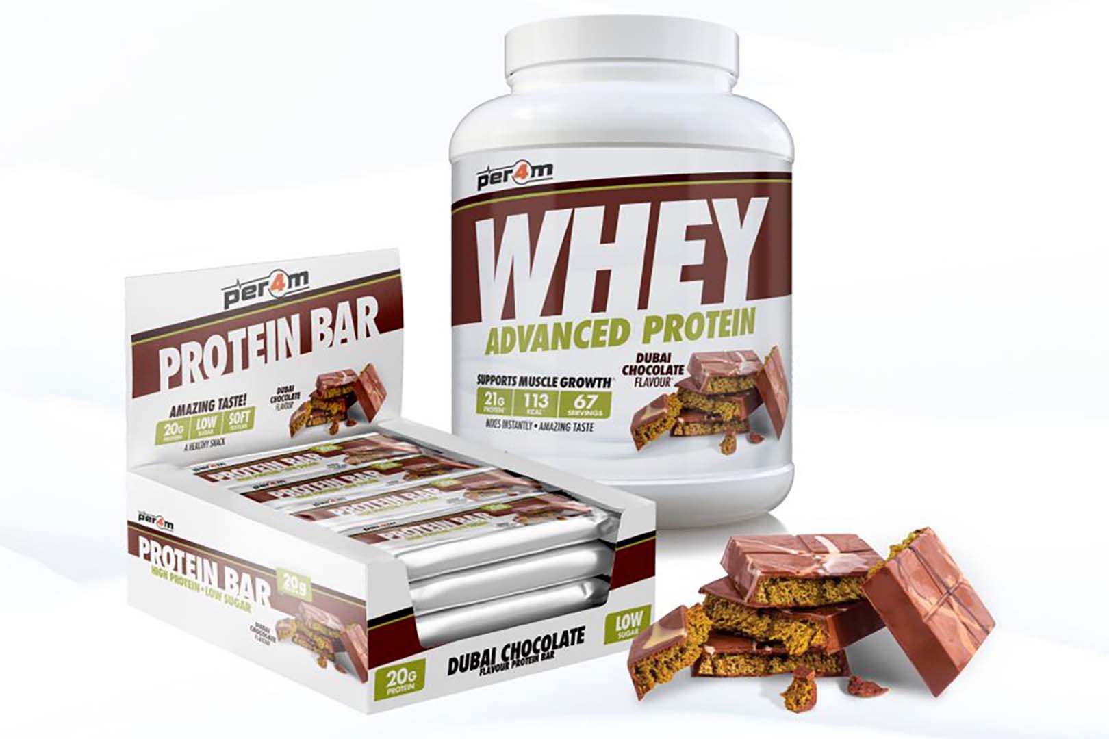 Per4m Dubai Chocolate Protein Powder And Bar