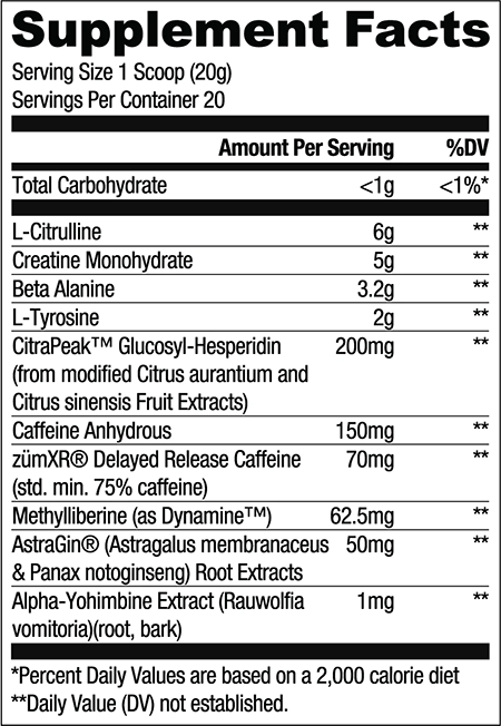 Ryse Davis Tropic Twist Pre Workout Label