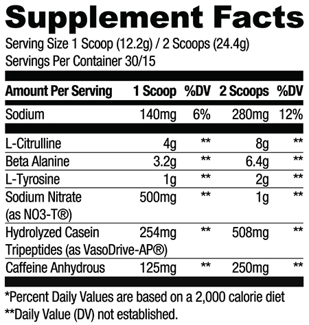 Ryse Sheps Ocean Splash Pre Workout Label