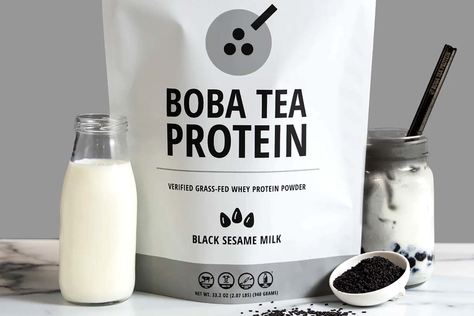 Black Sesame Milk Boba Tea Protein